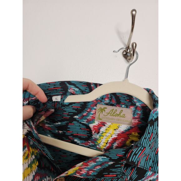 Vintage Aloha Sundays Rayon Fish All Over Surf Surfer Hawaii Button Shirt - Picture 5 of 7